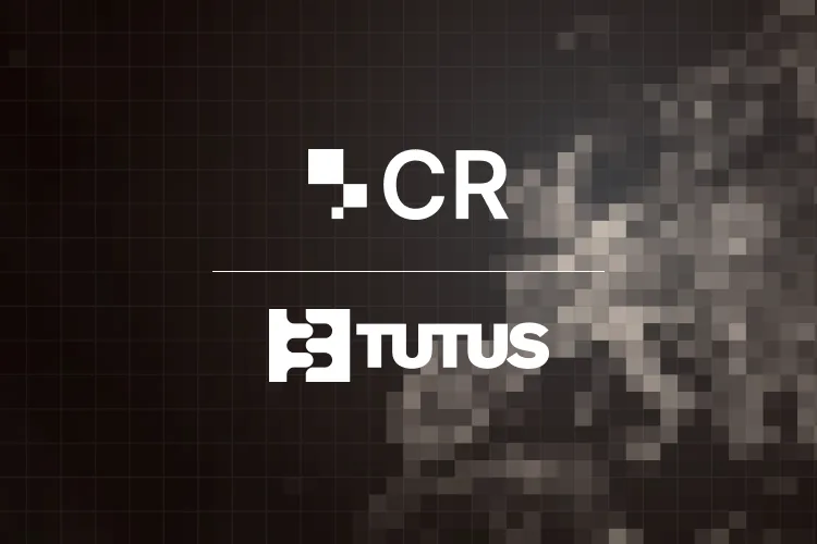 CR Group and Tutus Data AB logos on dark background, announcing the acquisition of Tutus Data AB